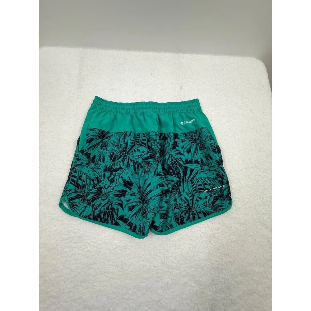 Columbia Green Black Tropical Print Drawstring Waist Casual Swim‎ Trunks Large